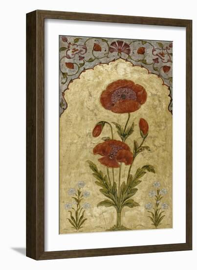 A Single Stem of Poppy Blossoms on Gold Ground, 1770-80 AD-null-Framed Giclee Print