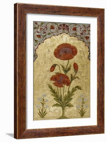 A Single Stem of Poppy Blossoms on Gold Ground, 1770-80 AD-null-Framed Giclee Print