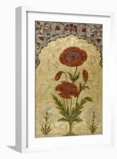 A Single Stem of Poppy Blossoms on Gold Ground, 1770-80 AD-null-Framed Giclee Print