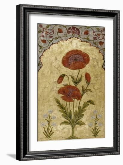 A Single Stem of Poppy Blossoms on Gold Ground, 1770-80 AD-null-Framed Giclee Print