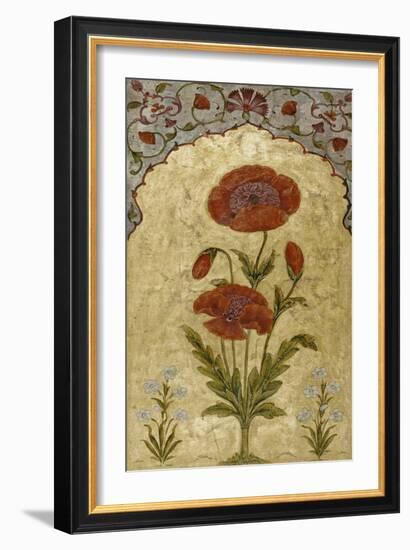 A Single Stem of Poppy Blossoms on Gold Ground, 1770-80 AD-null-Framed Giclee Print