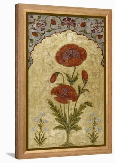 A Single Stem of Poppy Blossoms on Gold Ground, 1770-80 AD-null-Framed Premier Image Canvas