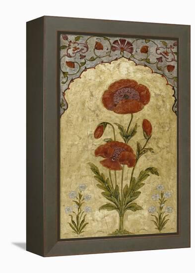 A Single Stem of Poppy Blossoms on Gold Ground, 1770-80 AD-null-Framed Premier Image Canvas