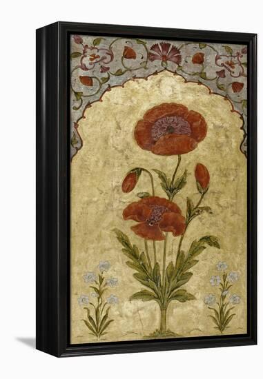 A Single Stem of Poppy Blossoms on Gold Ground, 1770-80 AD-null-Framed Premier Image Canvas