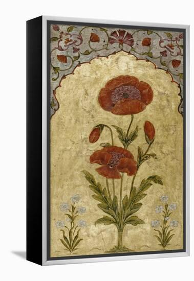 A Single Stem of Poppy Blossoms on Gold Ground, 1770-80 AD-null-Framed Premier Image Canvas