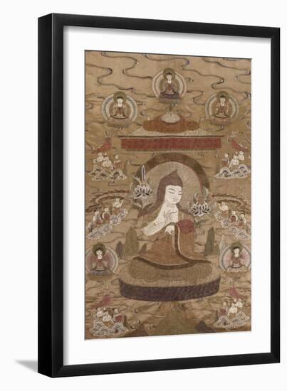 A Sino Tibetan Silk Embroidered Silk Thang.Ka Depicting Tsong.Kha.Pa, Circa 1800-null-Framed Giclee Print