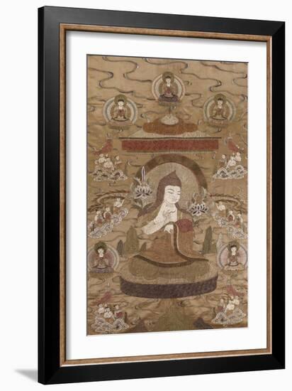 A Sino Tibetan Silk Embroidered Silk Thang.Ka Depicting Tsong.Kha.Pa, Circa 1800-null-Framed Giclee Print