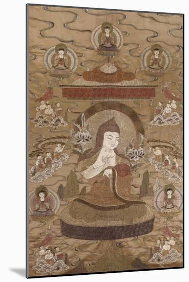 A Sino Tibetan Silk Embroidered Silk Thang.Ka Depicting Tsong.Kha.Pa, Circa 1800-null-Mounted Giclee Print