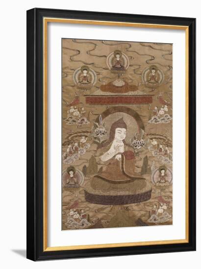 A Sino Tibetan Silk Embroidered Silk Thang.Ka Depicting Tsong.Kha.Pa, Circa 1800-null-Framed Giclee Print