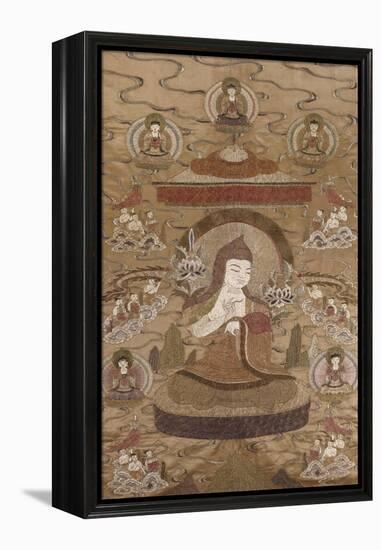 A Sino Tibetan Silk Embroidered Silk Thang.Ka Depicting Tsong.Kha.Pa, Circa 1800-null-Framed Premier Image Canvas