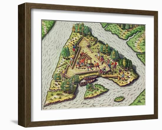 A Site for the Fort Is Chosen, from 'Brevis Narratio..'-Jacques Le Moyne-Framed Giclee Print