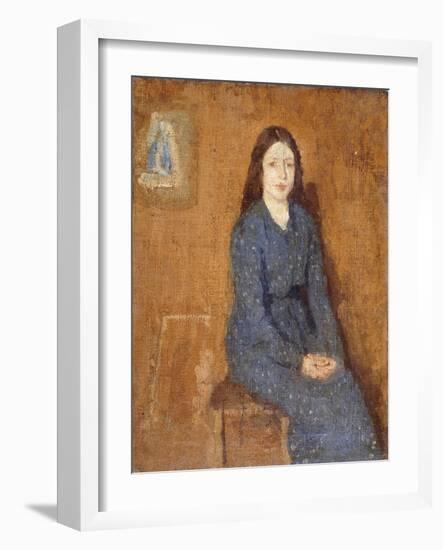 A Sitting Girl Wearing a Spotted Blue Dress, 1914-15-Gwen John-Framed Giclee Print