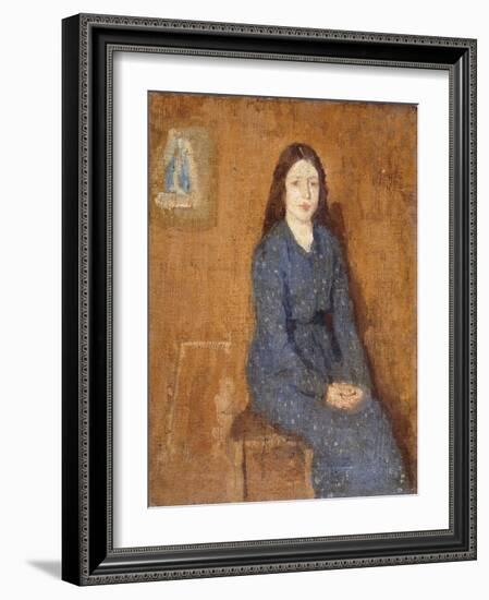 A Sitting Girl Wearing a Spotted Blue Dress, 1914-15-Gwen John-Framed Giclee Print