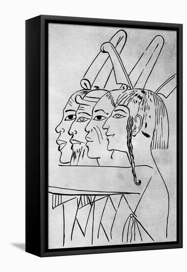 A Sketch of African and Asian Men from the Tomb of King Seti I, Thebes, Egypt, 1936-null-Framed Premier Image Canvas