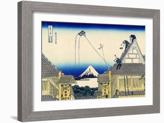 A Sketch of the Mitsui Shop in Suruga in Edo, 1830-1833-Katsushika Hokusai-Framed Giclee Print