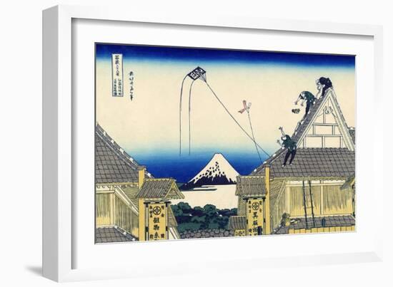 A Sketch of the Mitsui Shop in Suruga in Edo, 1830-1833-Katsushika Hokusai-Framed Giclee Print