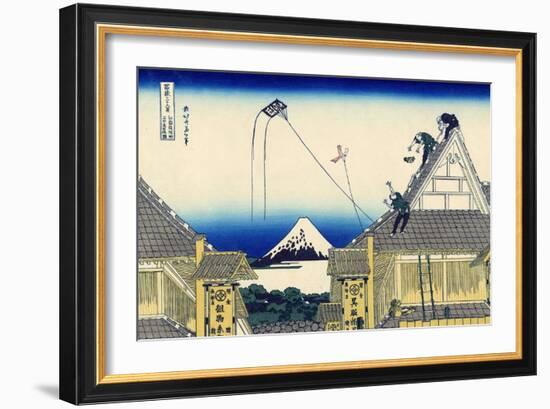 A Sketch of the Mitsui Shop in Suruga in Edo, 1830-1833-Katsushika Hokusai-Framed Giclee Print