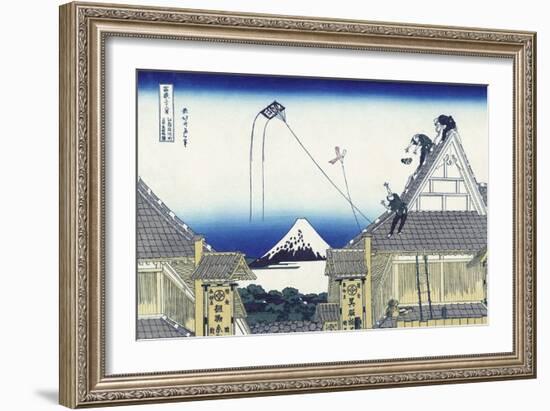 A Sketch of the Mitsui Shop in Suruga in Edo-Katsushika Hokusai-Framed Giclee Print