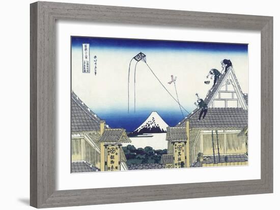 A Sketch of the Mitsui Shop in Suruga in Edo-Katsushika Hokusai-Framed Giclee Print