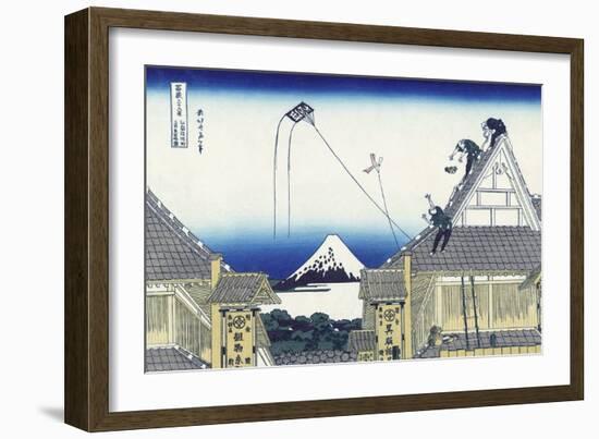 A Sketch of the Mitsui Shop in Suruga in Edo-Katsushika Hokusai-Framed Giclee Print