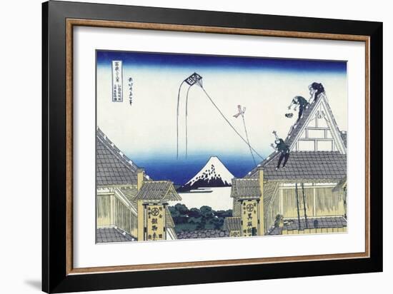 A Sketch of the Mitsui Shop in Suruga in Edo-Katsushika Hokusai-Framed Giclee Print