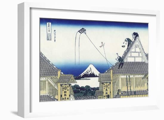 A Sketch of the Mitsui Shop in Suruga in Edo-Katsushika Hokusai-Framed Giclee Print