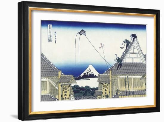 A Sketch of the Mitsui Shop in Suruga in Edo-Katsushika Hokusai-Framed Giclee Print