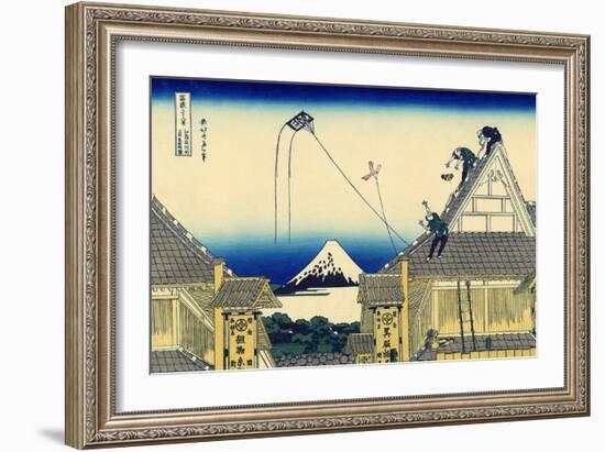 A Sketch of the Mitsui Shop in Suruga Street in Edo, c.1830-Katsushika Hokusai-Framed Giclee Print