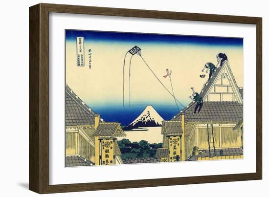 A Sketch of the Mitsui Shop in Suruga Street in Edo, c.1830-Katsushika Hokusai-Framed Giclee Print