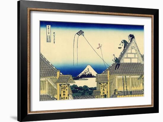 A Sketch of the Mitsui Shop in Suruga Street in Edo, c.1830-Katsushika Hokusai-Framed Giclee Print