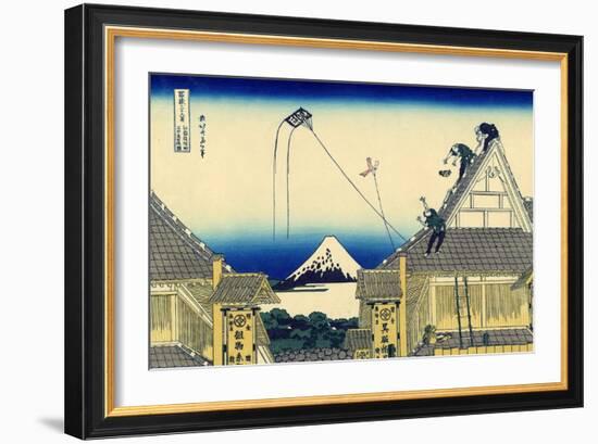 A Sketch of the Mitsui Shop in Suruga Street in Edo, c.1830-Katsushika Hokusai-Framed Giclee Print