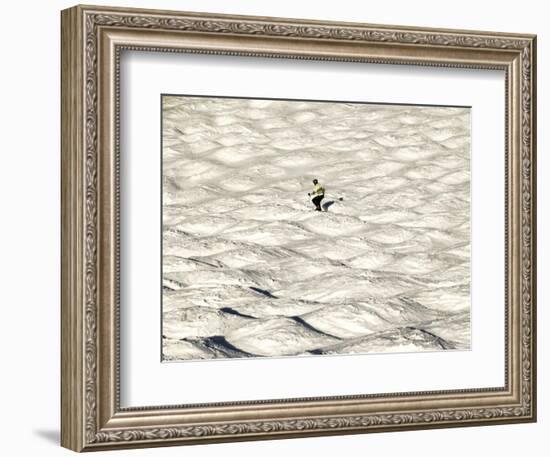 A Skier Makes His Way Down a Sea of Moguls at Sugarbush Ski Area-null-Framed Photographic Print