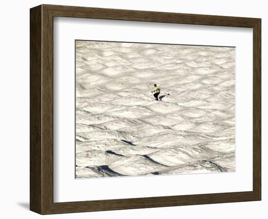 A Skier Makes His Way Down a Sea of Moguls at Sugarbush Ski Area-null-Framed Photographic Print