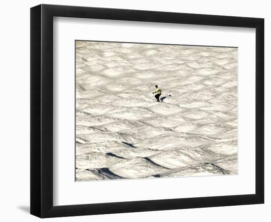 A Skier Makes His Way Down a Sea of Moguls at Sugarbush Ski Area-null-Framed Photographic Print