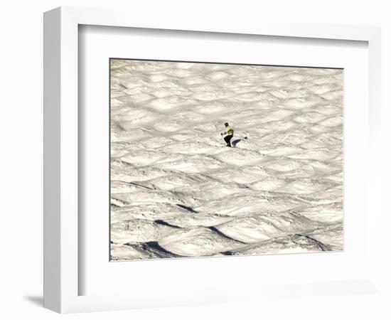 A Skier Makes His Way Down a Sea of Moguls at Sugarbush Ski Area-null-Framed Photographic Print