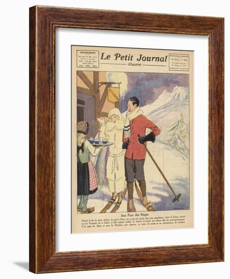 A Skiing Couple Enjoy a Freshing Drink after a Long Day on the Piste-null-Framed Art Print