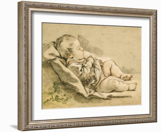 A Sleeping Baby-Francois Boucher-Framed Giclee Print