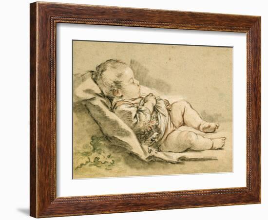 A Sleeping Baby-Francois Boucher-Framed Giclee Print