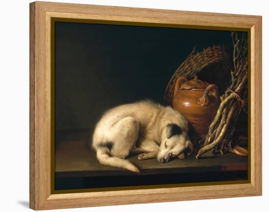 A Sleeping Dog with Terracotta Pot, 1650-Gerrit or Gerard Dou-Framed Premier Image Canvas