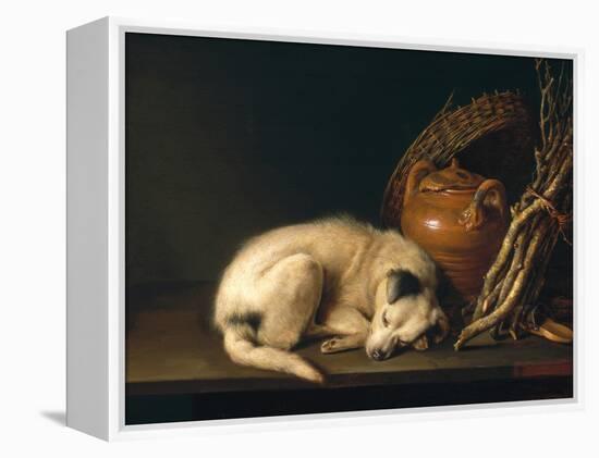 A Sleeping Dog with Terracotta Pot, 1650-Gerrit or Gerard Dou-Framed Premier Image Canvas