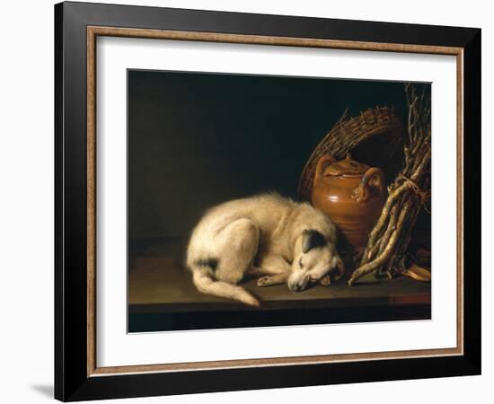 A Sleeping Dog with Terracotta Pot, 1650-Gerrit or Gerard Dou-Framed Premium Giclee Print