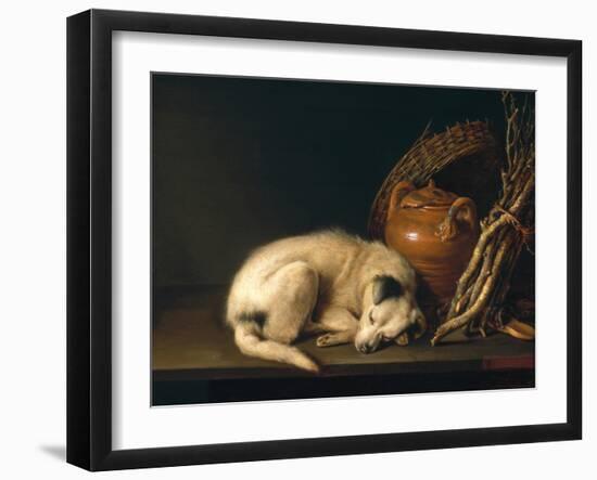 A Sleeping Dog with Terracotta Pot, 1650-Gerrit or Gerard Dou-Framed Giclee Print