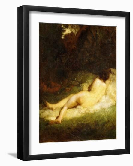A Sleeping Nymph Blocked by a Satyr, C.1846-47-Jean-François Millet-Framed Giclee Print