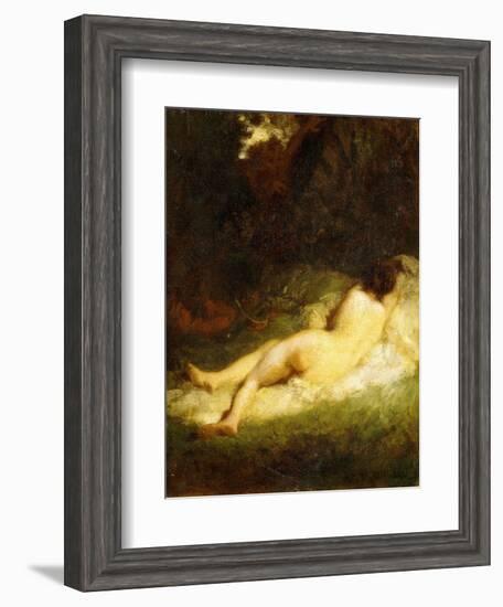 A Sleeping Nymph Blocked by a Satyr, C.1846-47-Jean-François Millet-Framed Giclee Print