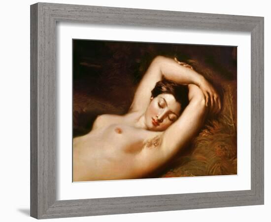 A Sleeping Nymph (Detail of the Head), 1850 (Oil on Canvas)-Theodore Chasseriau-Framed Giclee Print