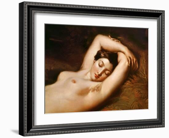 A Sleeping Nymph (Detail of the Head), 1850 (Oil on Canvas)-Theodore Chasseriau-Framed Giclee Print