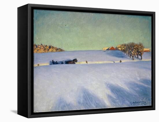 A Sleigh in a Snowbound Landscape-Gustaf Ankarcrona-Framed Premier Image Canvas