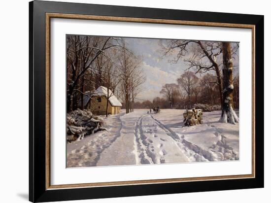 A Sleigh Ride Through a Winter Landscape, 1915-Peder Mork Monsted-Framed Giclee Print