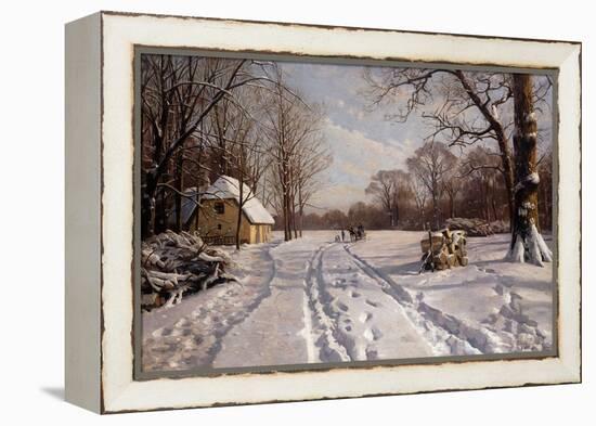 A Sleigh Ride Through a Winter Landscape, 1915-Peder Mork Monsted-Framed Premier Image Canvas