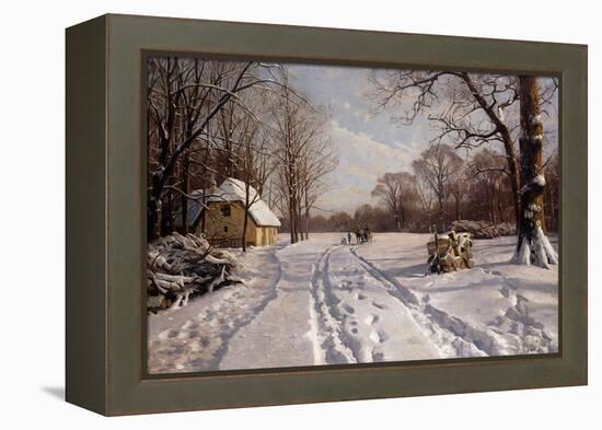 A Sleigh Ride Through a Winter Landscape, 1915-Peder Mork Monsted-Framed Premier Image Canvas